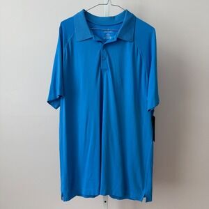 Fabletics sz XL Training Day Polo Shirt Blue Short Sleeve 4-Way Stretch NWT Golf